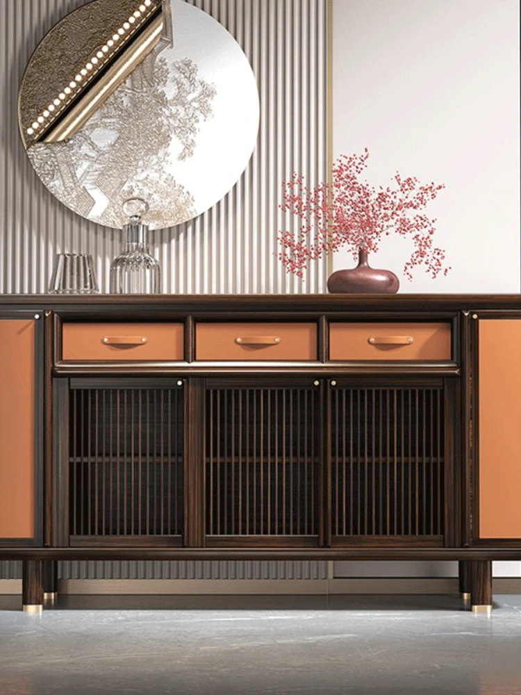 Solid Wood New Chinese Style Ugyen Wood Modern Minimalist Living Room Wall Chest of Drawers Customized