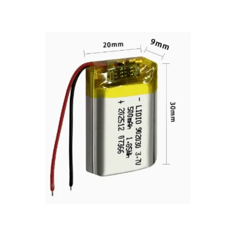 500mAh 3.7V 902030 Battery Lipo Lithium Polymer Batteries For Solar Light DVD Tracker Anti-theft Device GPS Massager MP3