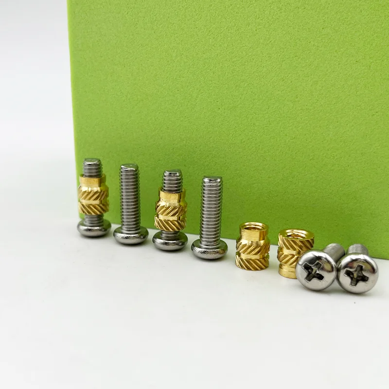 Insert Brass Nut Stainless Steel Screw M1.6 M2 M3 M4 Hot Melt Knurled Thread Heat Embedment Copper Nuts for 3d printer Plastic