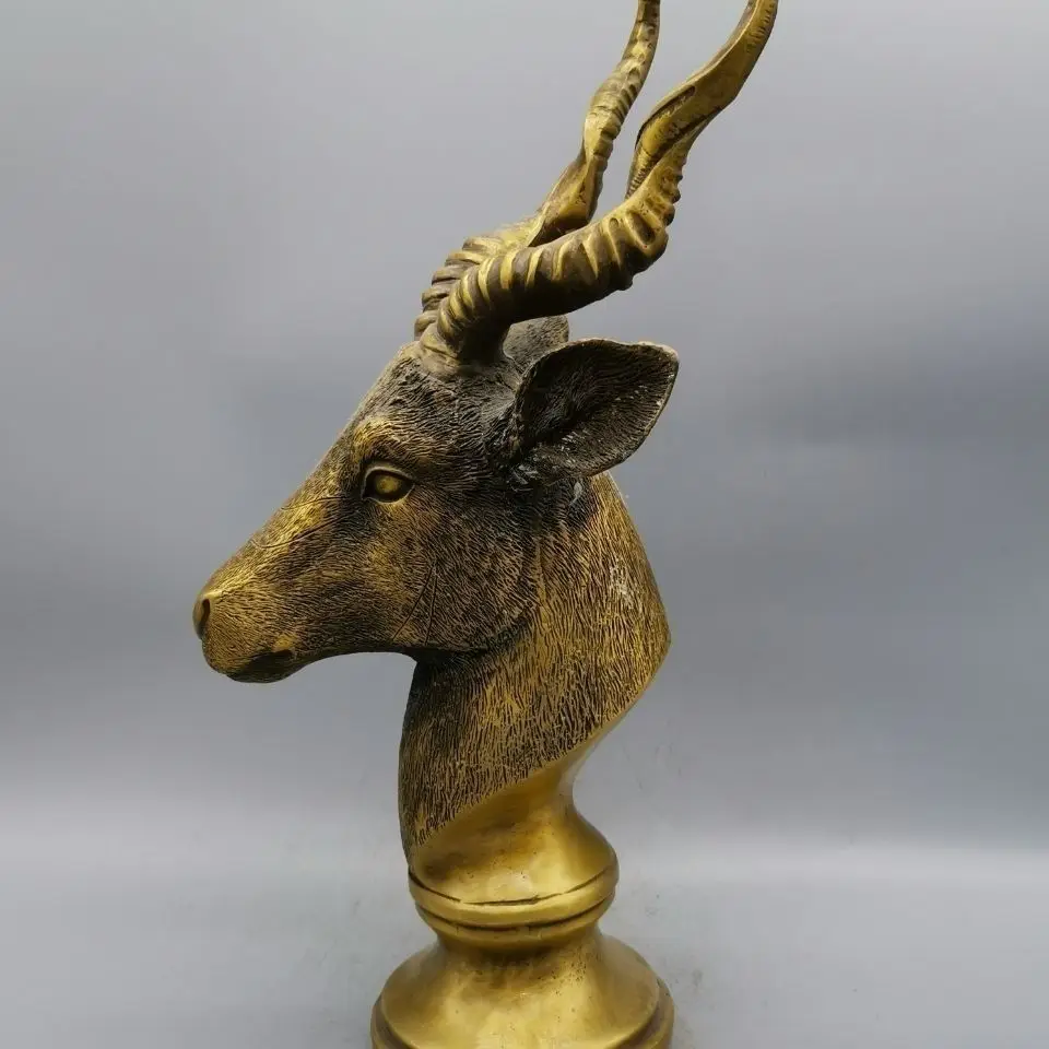 Copper Lucky leader ram head Statue animal goat Statue Office Home Decor Gift for Desk Ornament