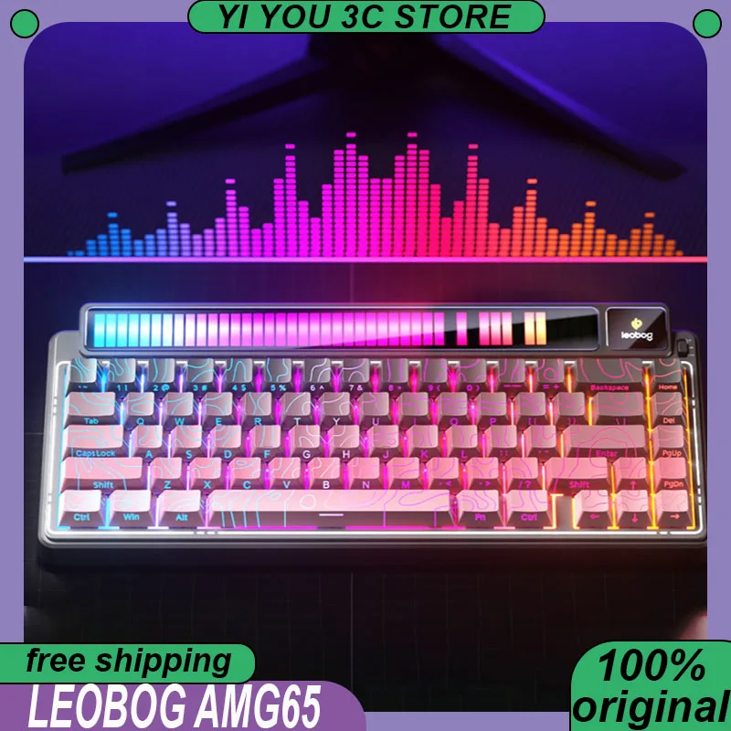 

LEOBOG AMG65 Wireless Tri-mode Mechanical Keyboard LED Smart Screen Hot Swap 67Keys 8000mAh PC Esports Laptop Gaming Keyboards