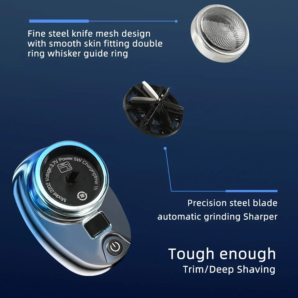 ماكينة حلاقة كهربائية محمولة للرجال ، ماكينة حلاقة لحية صغيرة ، شاشة عرض LCD للطاقة ، ماكينة حلاقة منزلية قابلة للشحن للسفر ، نوع C