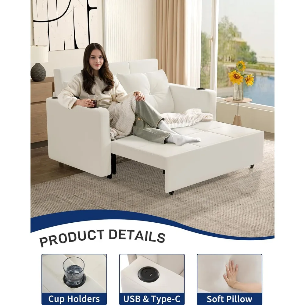 أريكة سرير 3 في 1 متعددة الاستخدامات، 56 أريكة مخملية قابلة للتحويل، نائمة بمقعدين لغرف المعيشة والمساحات الصغيرة