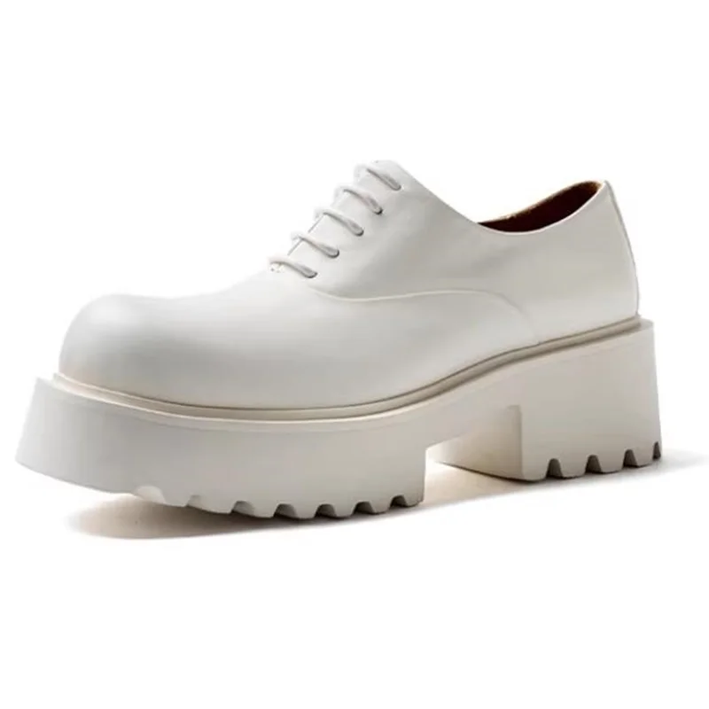 

Мужские оксфорды Big Head из натуральной кожи с кожаной подкладкой и верхом, повседневные белые кожаные туфли, увеличивающие рост, для подиума