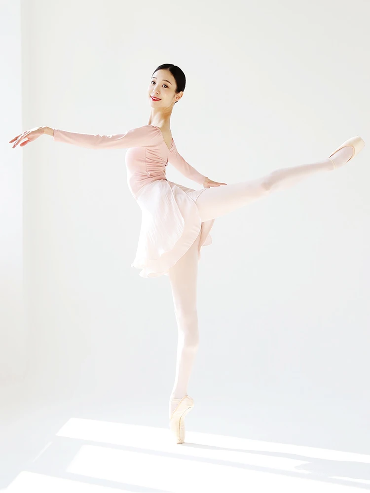 Body per balletto da donna ginnastica nera Kink Dance body costumi Adult Patchwork Mesh body da Ballerina a maniche lunghe