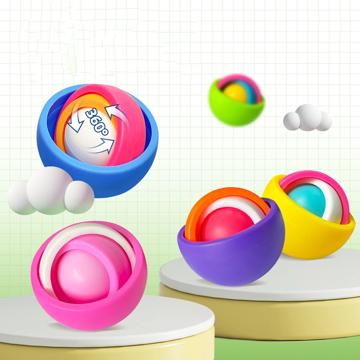 3pcs/bag Infinite Flip 3D Ball Gyroscope Fidget Toy For Kids Boys Girls Adult ADHD Autism Relieve Stress Finger Gyro Spinner Toy