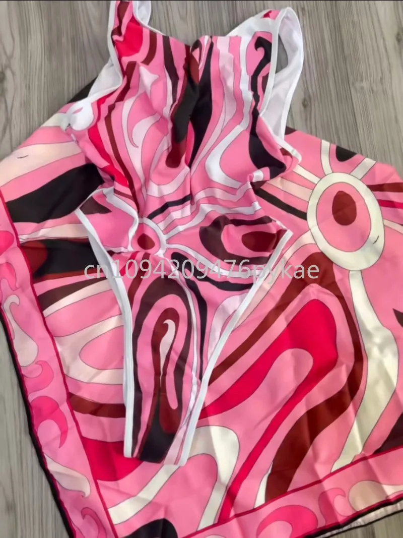 

luxury design women's pink scarf swimsuit designer brand lady bikini sets
