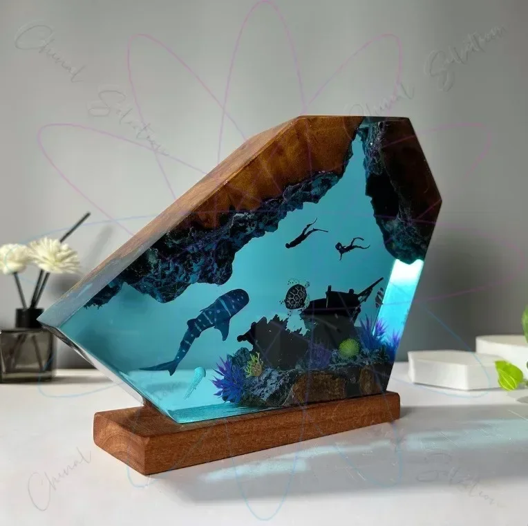 Submarine Resin Lamp, Whale, Sea Turtle, Human Diving Creative Night Light, Personalized Home Explosion Decoration, Unique Gift