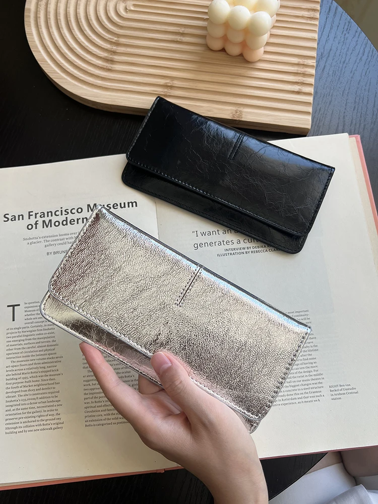 

Новый женский многофункциональный длинный кожаный кошелек, тонкая сумка из воловьей кожи, слот для нескольких карт, простой дизайн, приятный для студентов