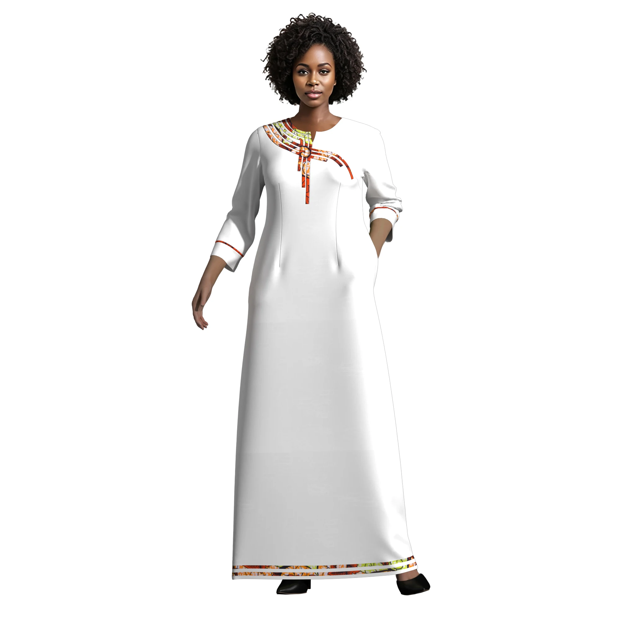 Frican Ankara Fabric Spliced Suit Material Women Maxi Dress, Casual Fashion Long Gown WY10572