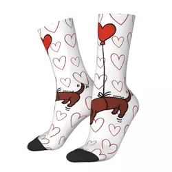 Calcetines divertidos y felices para hombre, calcetín rojo de pelo liso, Vintage, Harajuku, Dachshund, mascota, perro, Hip Hop, informal, Crazy, patrón de regalo impreso