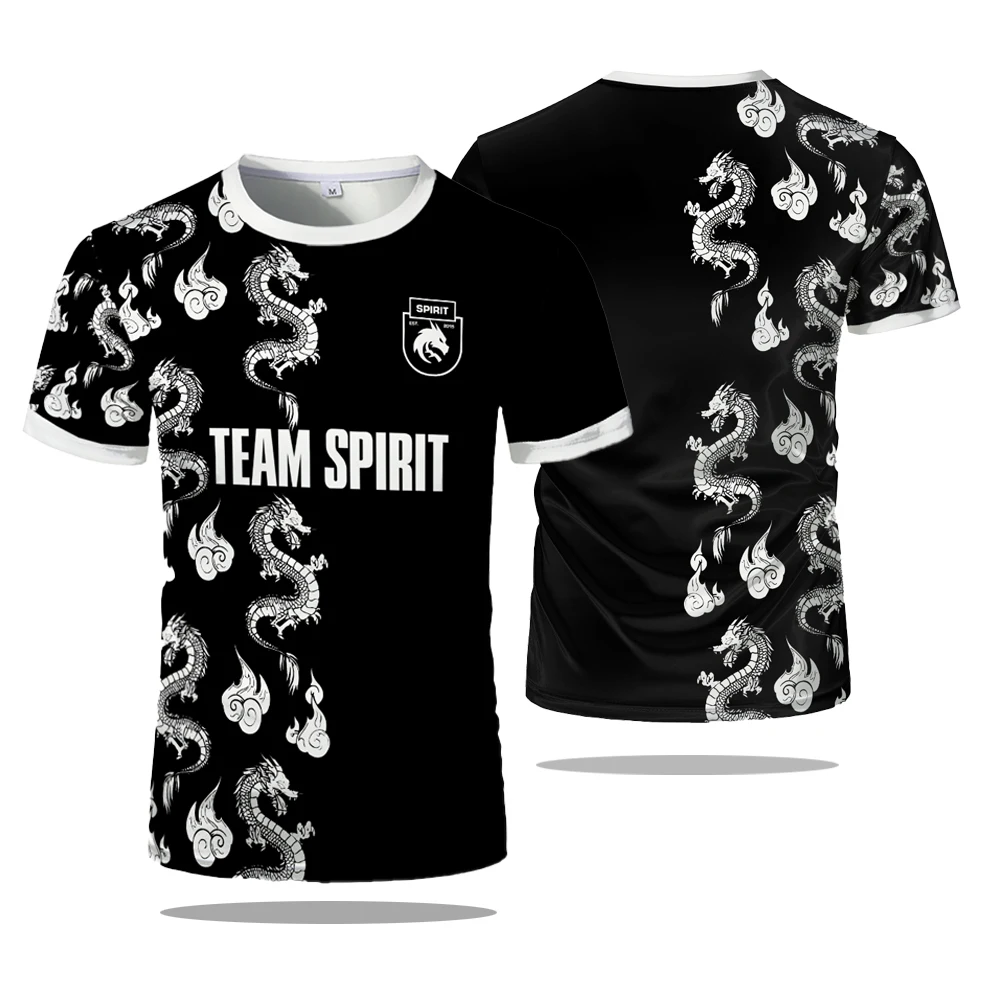 New Team Spirit Jerseys Fashion T-Shirt Game Esports Player Uniforms Competition Men T Shirt Breathable Mesh Fabric Fans Boy Tee