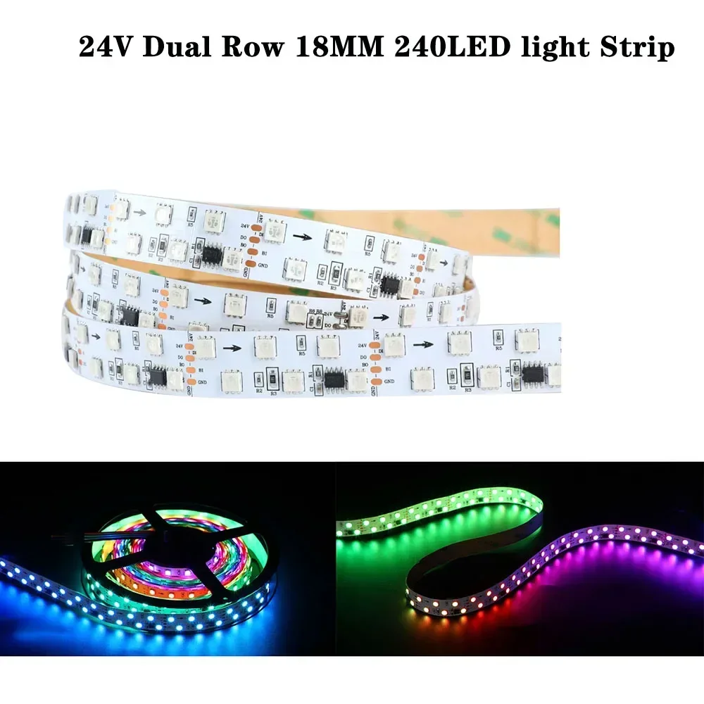 5050 Double Row 120 24V18MM RGB Color Flowing Flexible Light Dream Magic Ribbon Light LED Light Strip