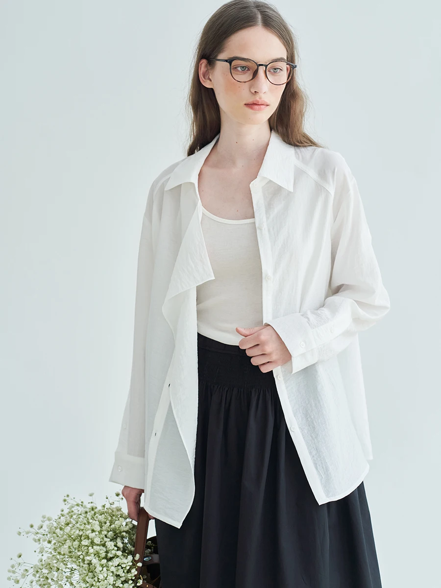 

Повседневная модная рубашка Zimode с длинным рукавом для женщин, дышащая, однотонная, свободного кроя, во французском стиле, для девушек, весна-осень