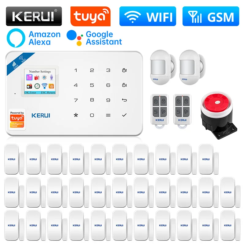 KERUI WIFI GSM Security Alarm System Kit Central Unit W181 Alarm Panel Tuya Smart APP Control with Motion Sensor