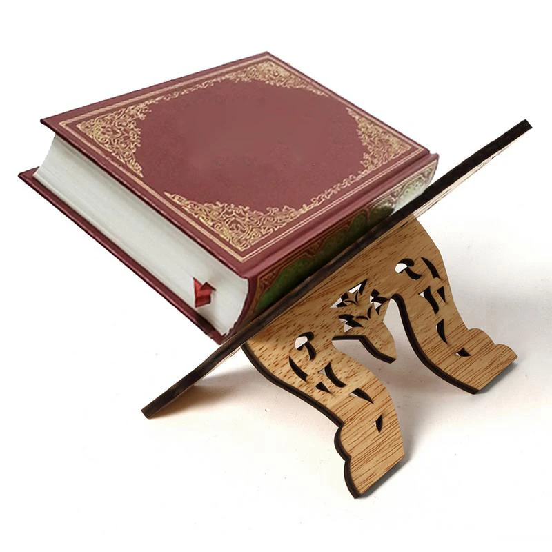 Hollow Design Wooden Plywood Quran Koran Book Stand Holder for Displaying Holy Books During Eid al Fitr and Festivals