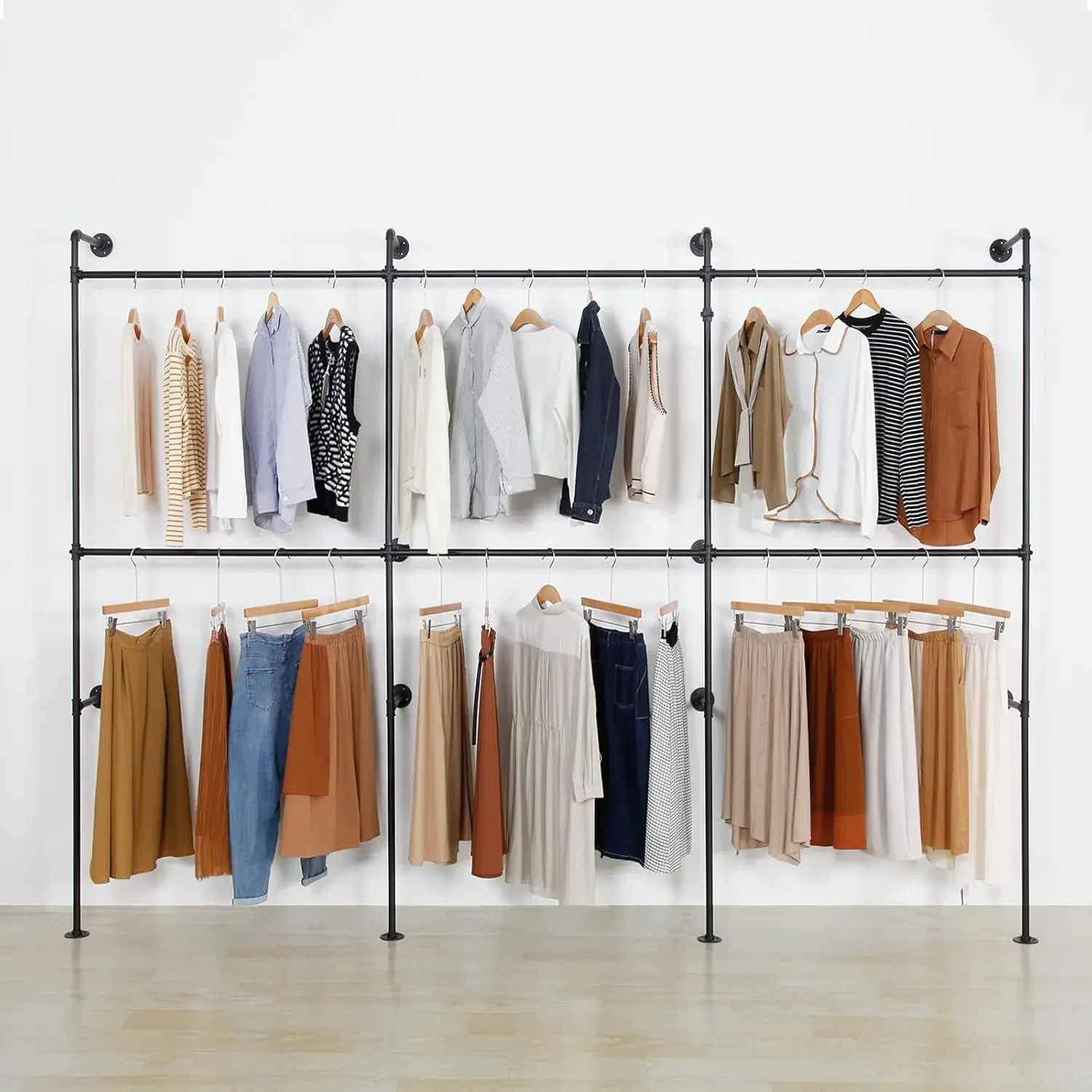 

Modern Simple Industrial Pipe Clothing Rack, Display Stand Wall Mounted Clothes Garment Rack Heavy Duty Hanging Clothes Rods