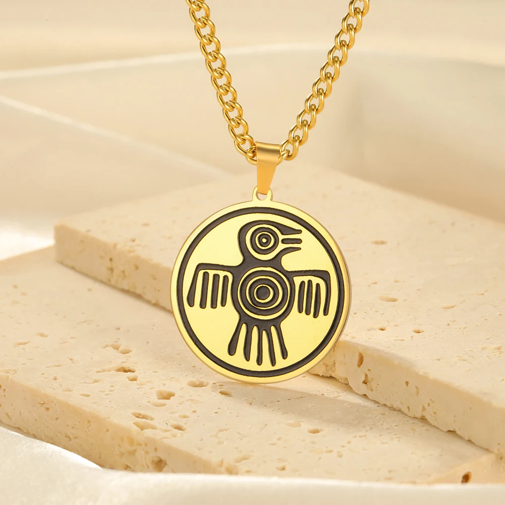 Dawapara aztekischen Geist Vogel Symbol Halskette Maya Kultur Kraft Stärke und Mut Amulett Anhänger Edelstahl Schmuck – Detail 11