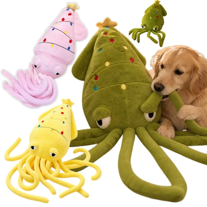 Creative Christmas Squid Inkfish Plush Pillow Long Tentacle Soft Plush Toy Comforting Figurine Holiday Gifts Pillow Party Decor