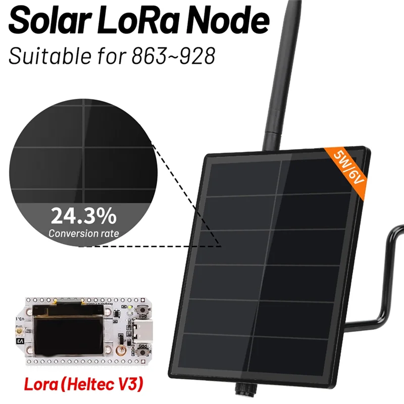 

Солнечный узл ABUO-D5 с солнечной панелью 5 В ESP32 Lora 32 V3 для Wi-Fi Металастичный Lorawan Heltec ESP32 SX1262 Lora Встроенный аккумулятор