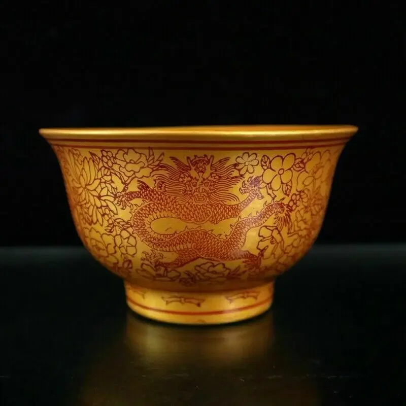 Chinese old porcelain Golden bowl with dragon pattern  For kitchen
