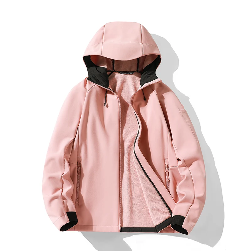 

Autumn and winter velvet soft shell assault jacket for men, waterproof and warm hooded cardigan, outdoor hiking couple jacket