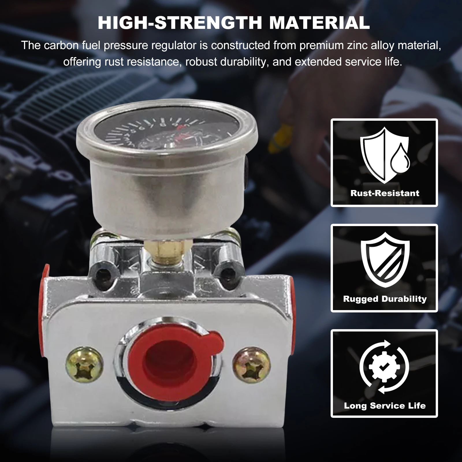 Low Fuel Pressure Regulator with Gauge Carburetor Fuel Pressure Regulator Replacement for Carburetor Carb 1-4 PSI 12-804