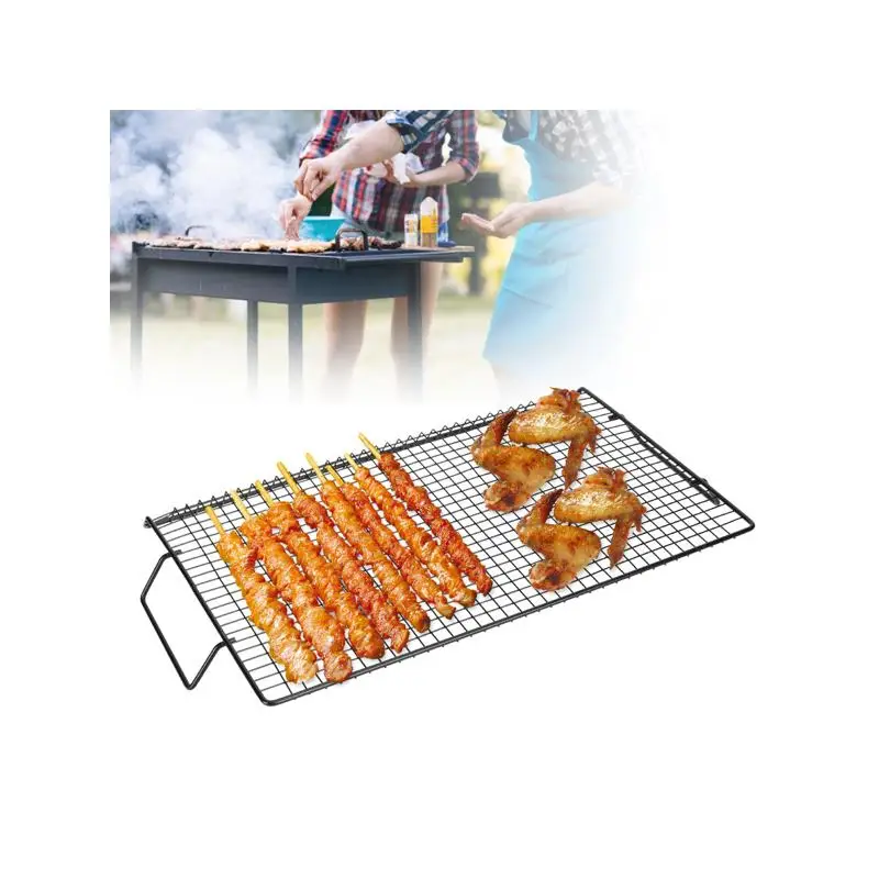 

Сетка для гриля с портативной ручкой и антипригарным покрытием для барбекю для приготовления пищи на открытом воздухе, кемпинга и вечеринок