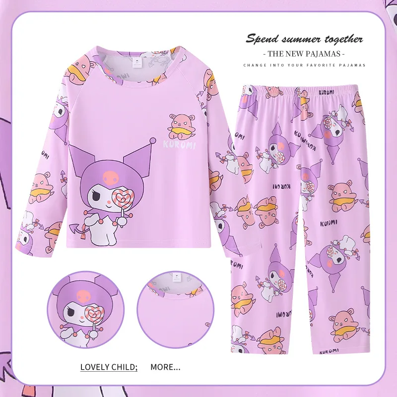 

Sanrio Anime Girl Long Sleeves Pajamas Kawaii Kuromi Cinnamoroll Autumn Princess Clothes Cartoon Cute My Melody Top Pants Gifts