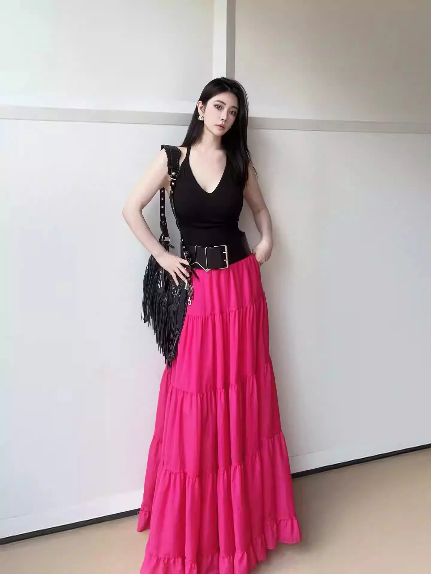 Summer A-line Large Swing Half Skirt Simple Elegant Cake Skirt Daily Commuting Long Skirts Women's Chiffon Skirt