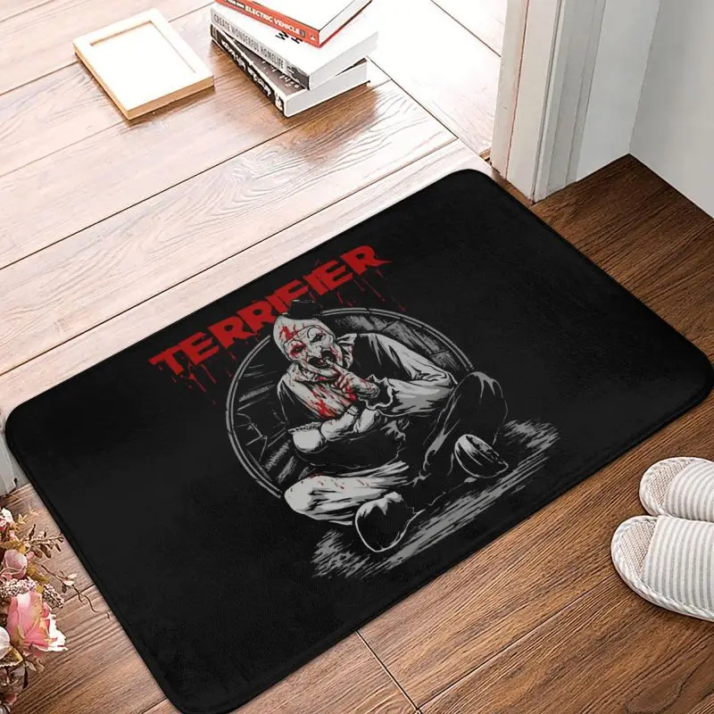 Horror Halloween Movie Terrifier Clown Front Door Mat Anti-Slip Indoor Absorbent Doormat Kitchen Balcony Entrance Rug Carpet