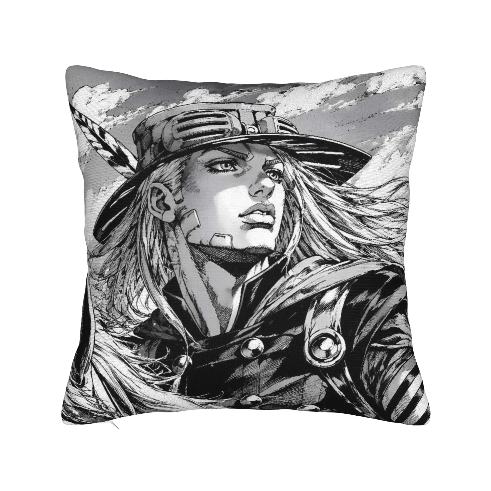 Jojo Steel Ball Run Pillow Cover  Square Cushion Cover Vintage Pillow Case For Living Room Bed Chair