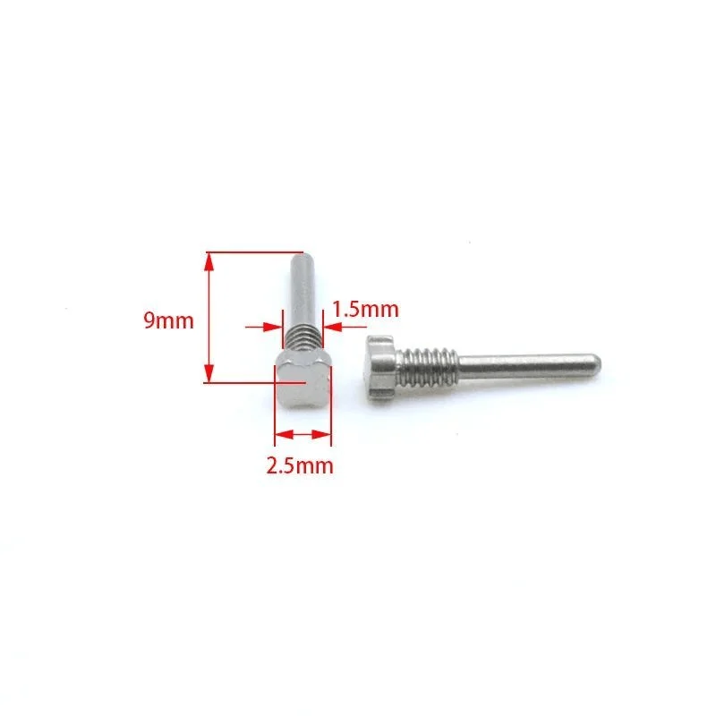 실버 시계 핀 버클 수리 액세서리, 금속 소재, 4 코너 리차드 m1.6 (피치) * 2.5*9mm