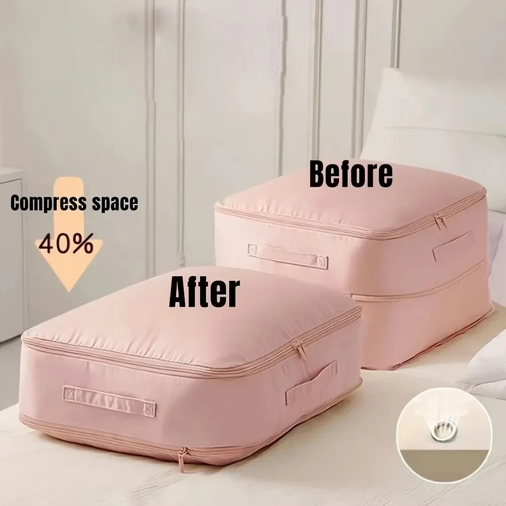 Heavy-Duty Self Compression Storage Bag Portable Organizer for Bedding Clothes for Closet Organization Space Saving Bedding
