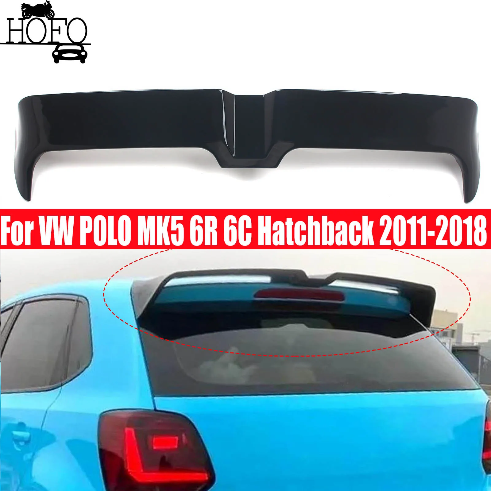 Rear Roof Trunk Spoiler Wing Lip For VW Polo 6R 6C Hatchback 2011-2018