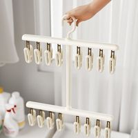 Portable Socks Drying Rack Windproof Detachable Rotatable Hook Hanger Space-saving 16 Clips Clothes Drying Rack with Clips