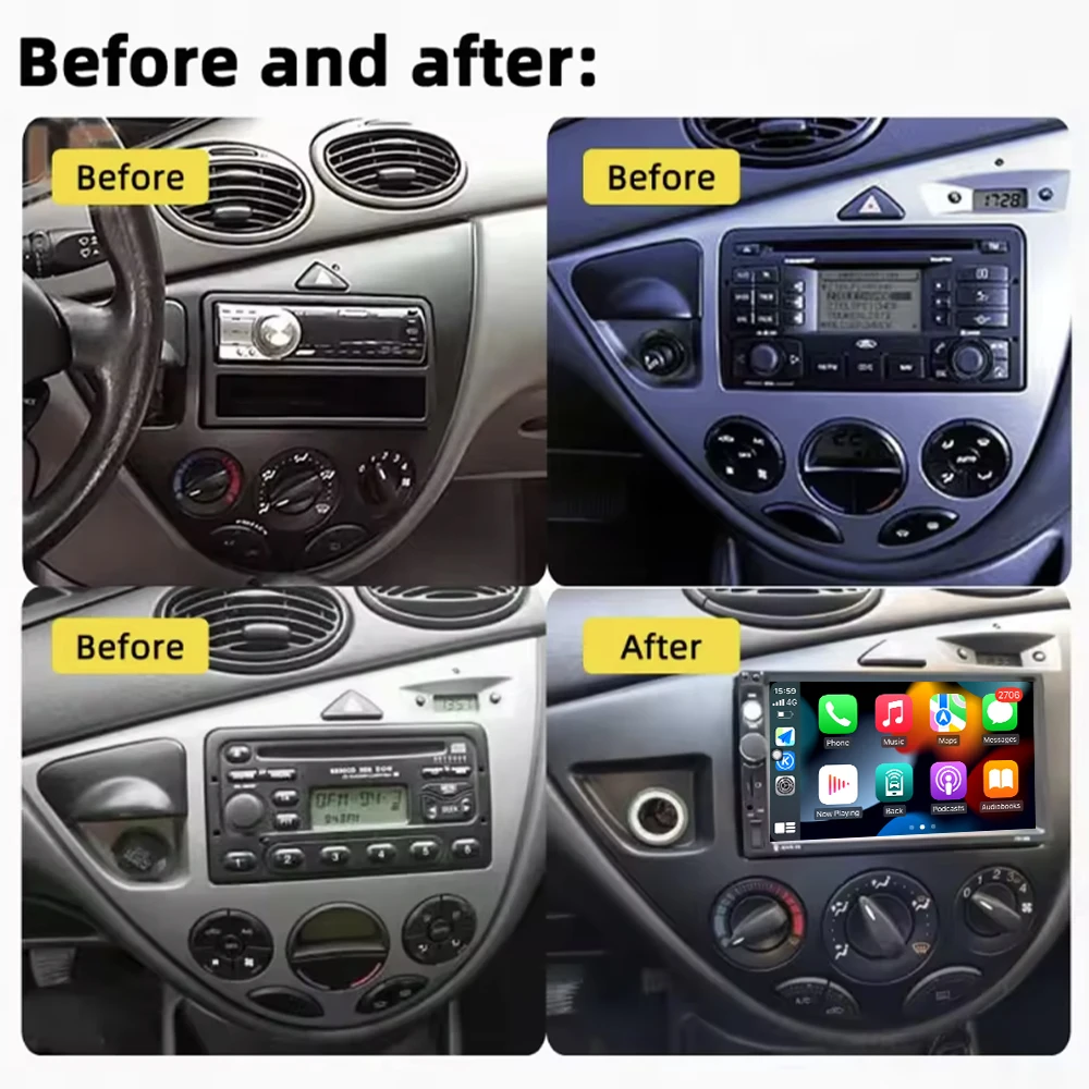 For Ford Fiesta 1995-2001 Focus MK1 1998-2004 Car Radio Multimedia Video Player GPS Navigation Tools Carplay 4G WIFI Bluetooth