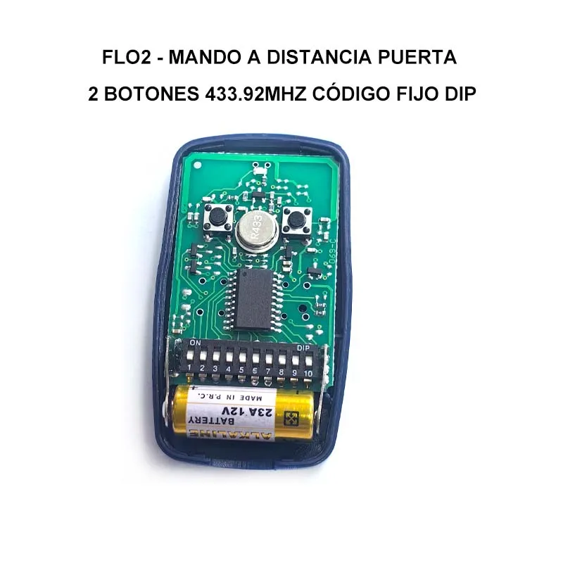 Nice - FLO2 - Remote Control Gate 2 Buttons 433.92 MHz Fixed Code DIP SWITCH