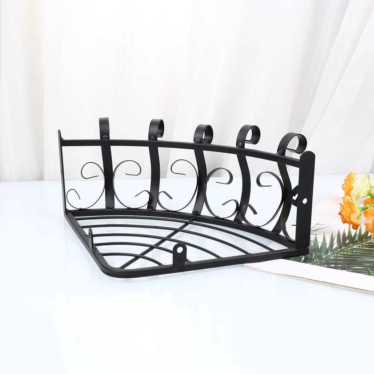 

Iron Flower Pot Rack Window Planter Hanging Semicircle Flower Stand Hanging Basket Flower Pots Wall Mounted