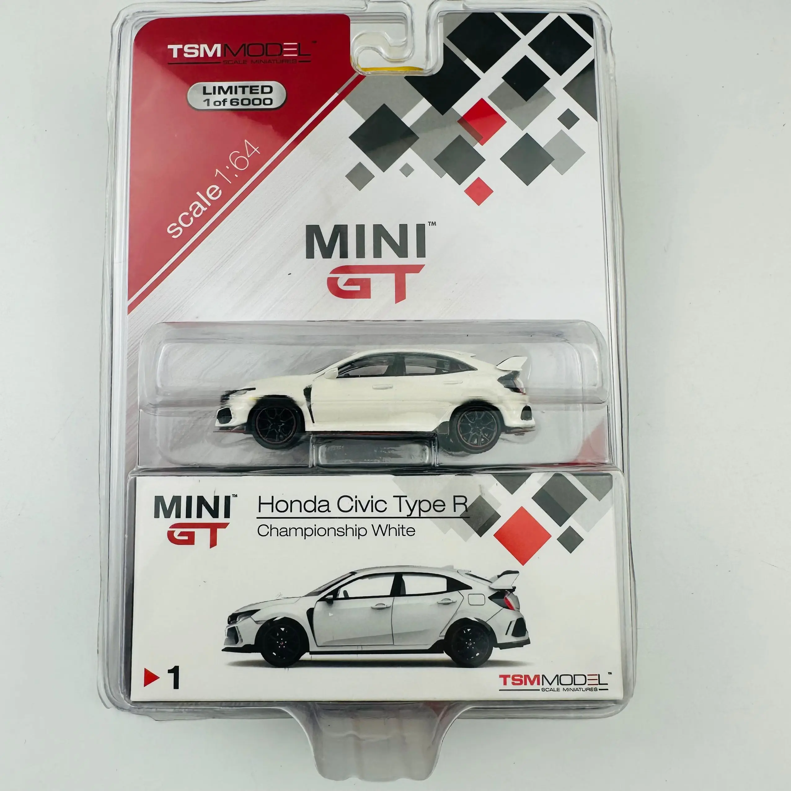 TSM Mini Gt 1/64 Minigt 1 civic  (FK8) MJ White Die-cast Alloy Car Model Collection