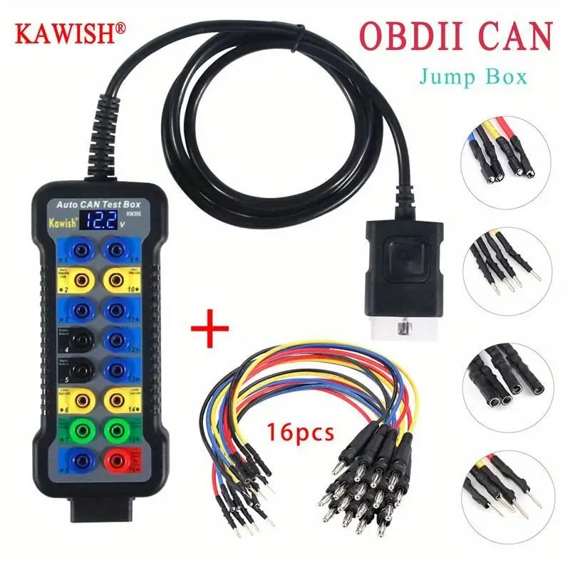 

OBD2 junction box, automatic OBDII protocol detector, 16 pin CAN bus test junction box with LCD display, used for OBDII communication detection/ECU tool, 12V/24V OBD2 junction box, automotive diagnostic tool