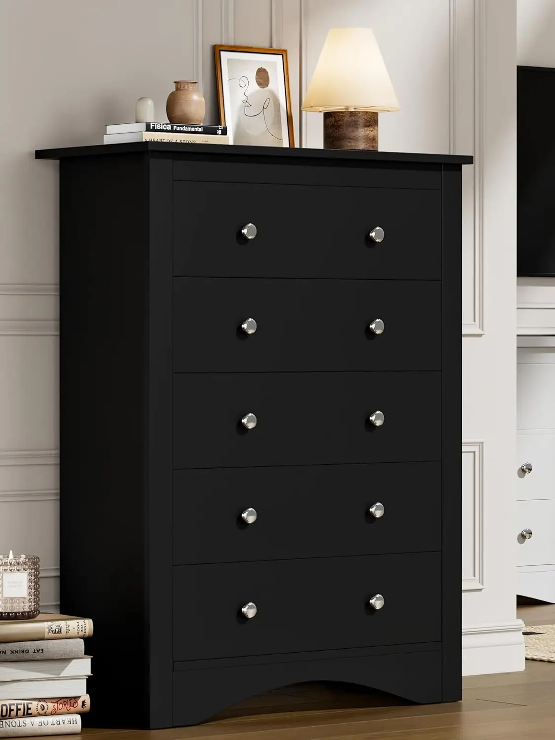 

Tall Dresser for Bedroom, 5 Drawer Dresser, Wood Dressers, Wide Chest of Drawer, Storage Drawers, Storage Organizer