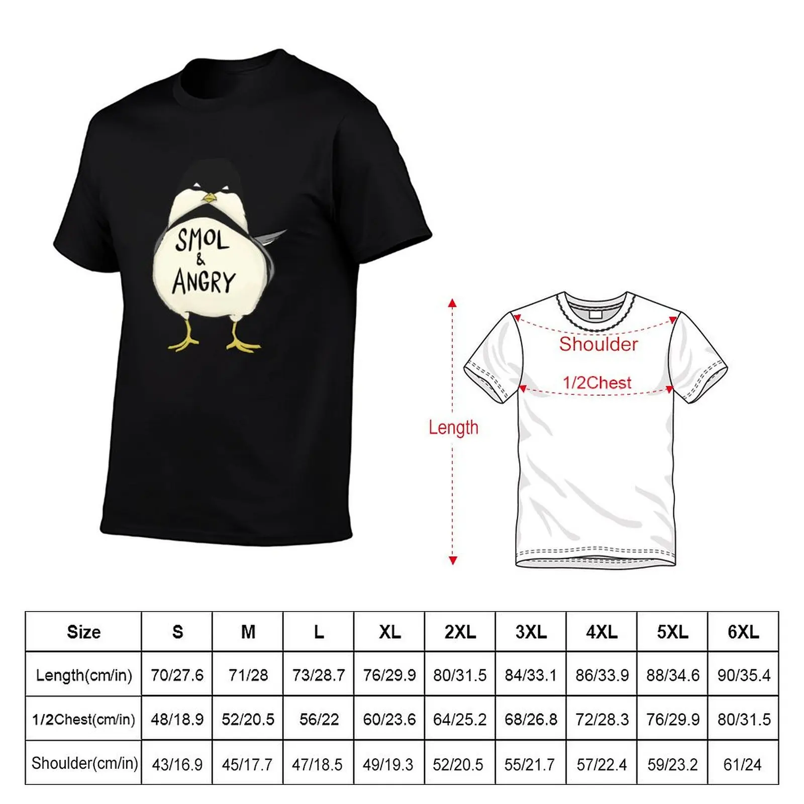 Smol and Angry Chickadee T-Shirt korean fashion customs design your own shirts graphic tee tops T-shirts for men cotton