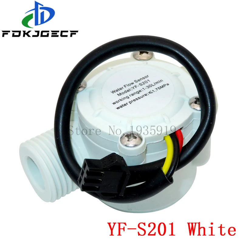 Water flow sensor flowmeter Hall flow sensor 4/6 points G1/2/3/4 Water control 1-30L/min 2.0MPa YF-S201 YF-201C FS300A