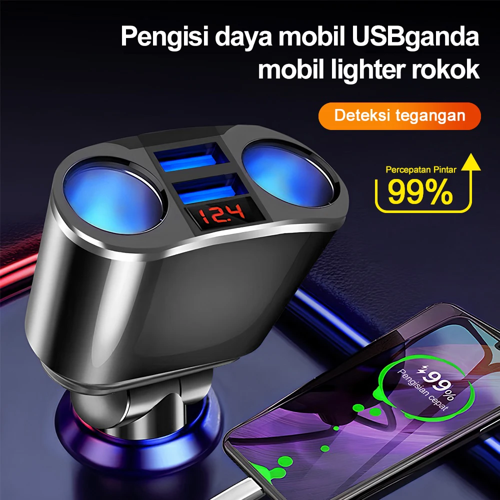 Dual USB Cigarette Lighter Car Charger with Fast Charging
