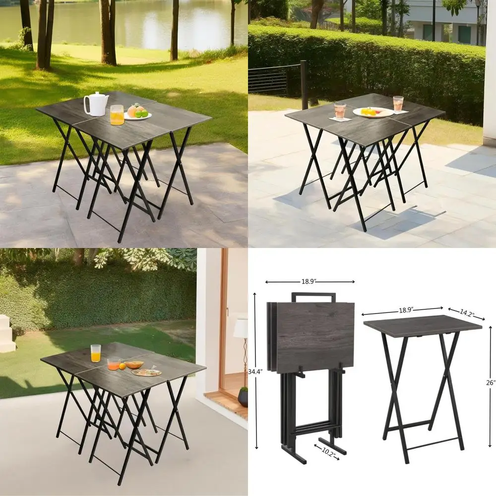 

Портативные складные подставки для телевизора (набор из 4 штук) с подставкой, обеденные столики для ТВ, набор столиков для закусок, портативный столик, приставной столик для дивана, столик-поднос для ТВ