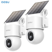 AOSU 5MP PTZ 9200mAh Solar Camera System 2 Cam Kit Wireless Outdoor AI Detection Color Night Vision 2-Way Audio CCTV Camera Set