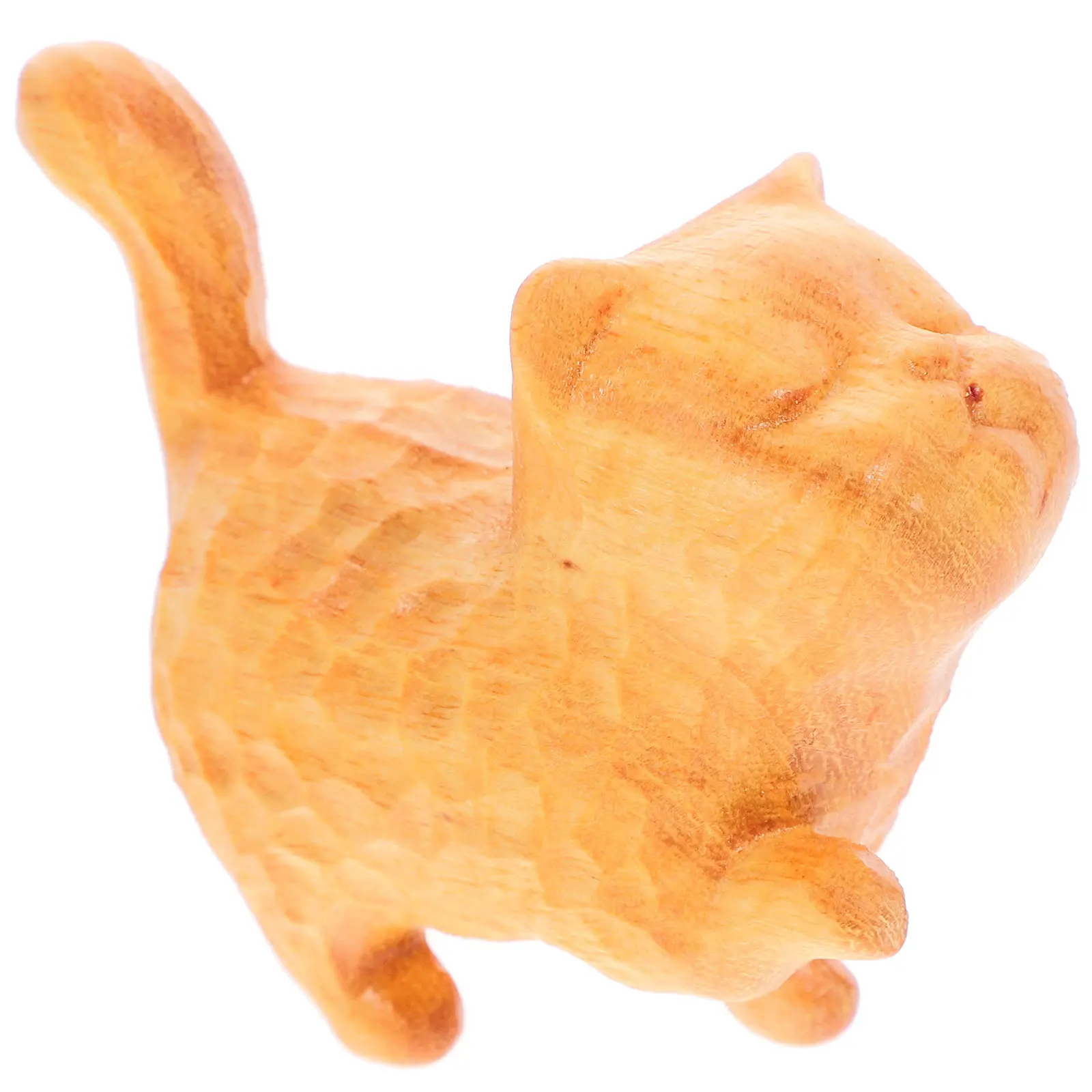 

Cats Solid Wood Sculpture Ornament Kitten Desktop Standing Decoration Wooden Figurines