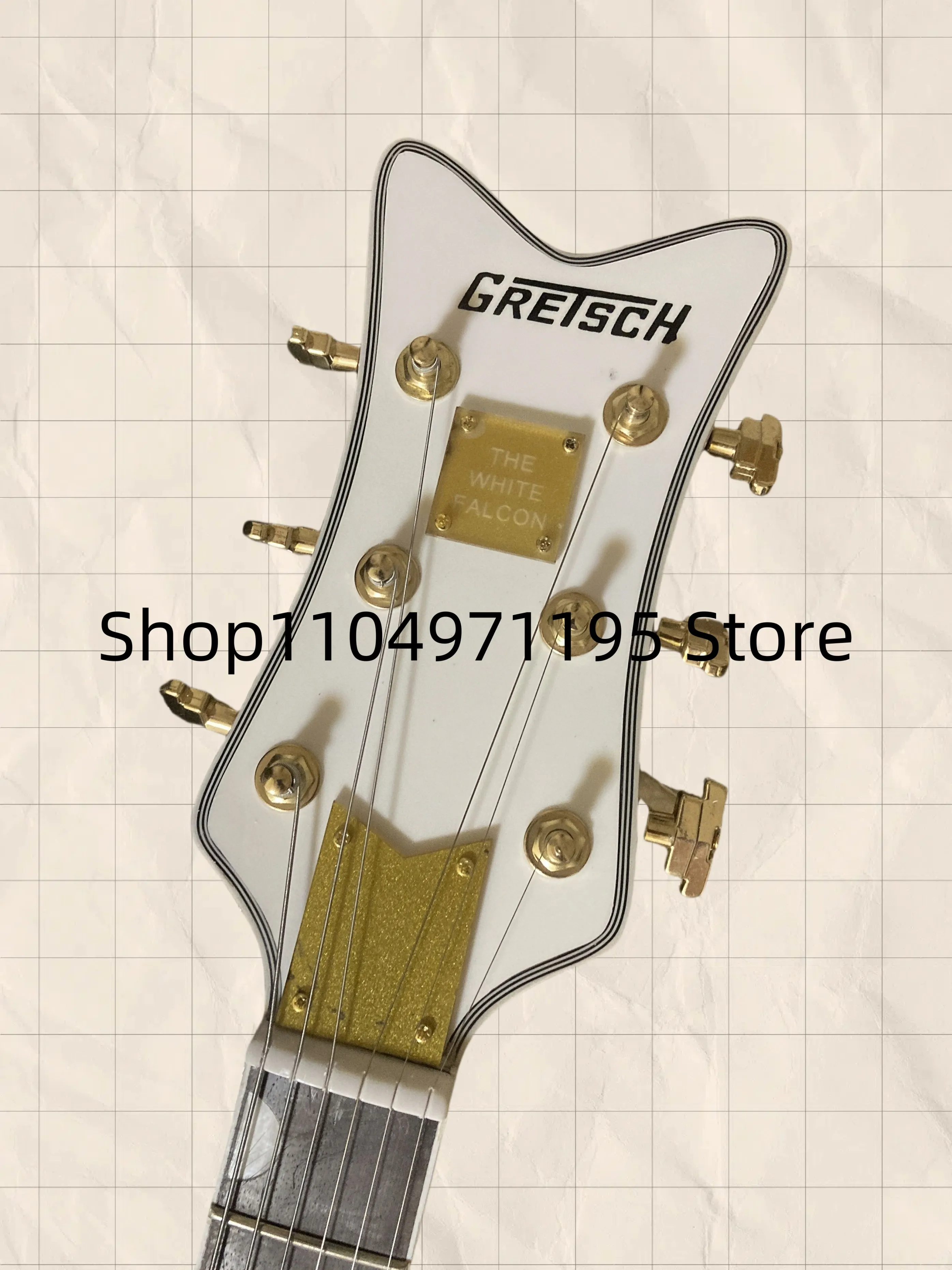 THE WHITE FALCON 6120 Guitarra eléctrica con afinadores de jazz de cuerpo semihueco