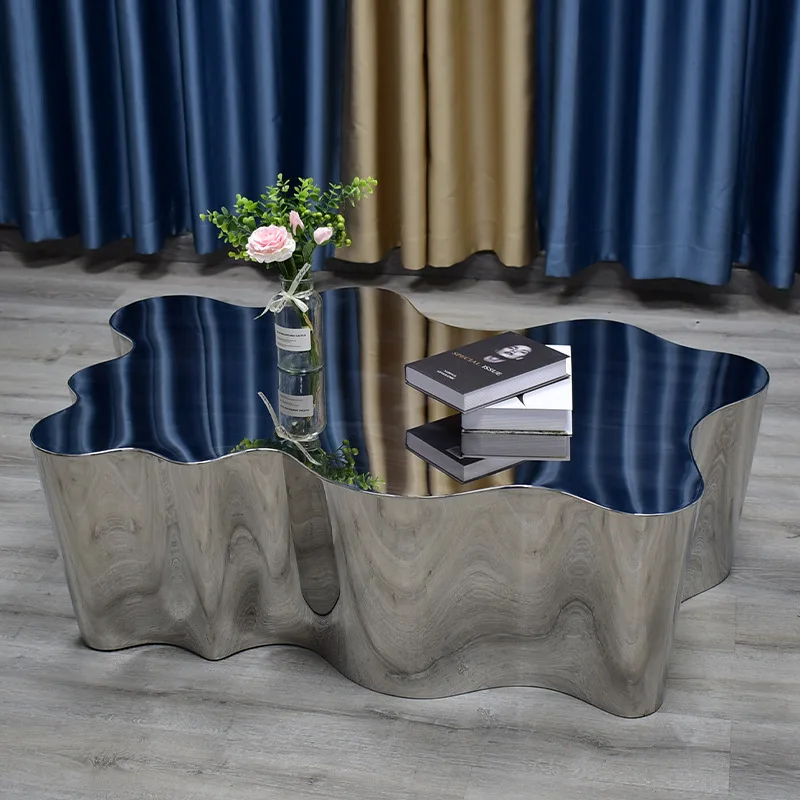 

light luxury coffee table modern living room home office creative design cloud stainless steel oval living room coffee t